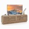 Oak Farmhouse TV Stand with Adjustable Shelves, Storage, PE Rattan and Cable Management